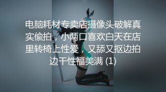 电脑耗材专卖店摄像头破解真实偸拍，小两口喜欢白天在店里转椅上性爱，又舔又抠边拍边干性福美满 (1)