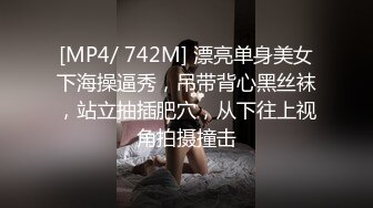 [MP4/ 742M] 漂亮单身美女下海操逼秀，吊带背心黑丝袜，站立抽插肥穴，从下往上视角拍摄撞击